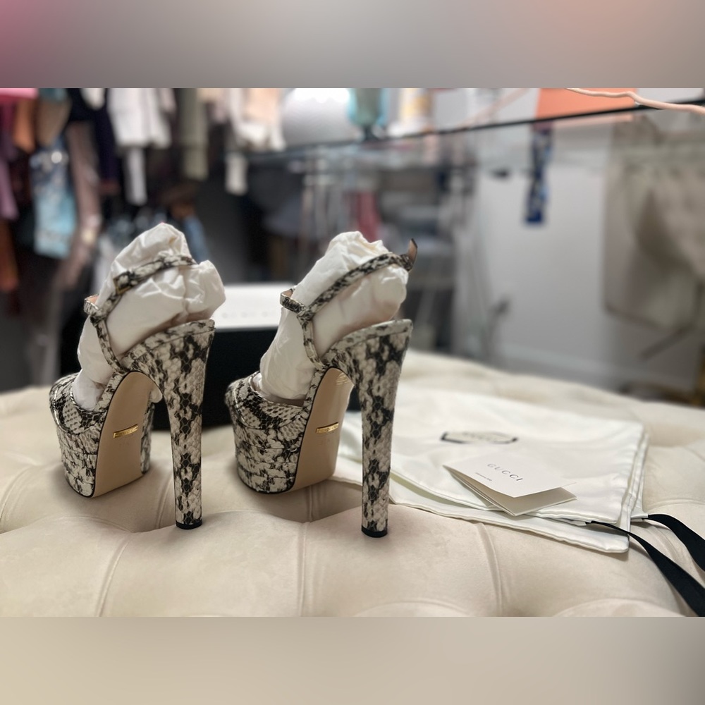 Gucci Rock Python Moluro Radiata Print Sandal Pumps - Picture 6 of 16